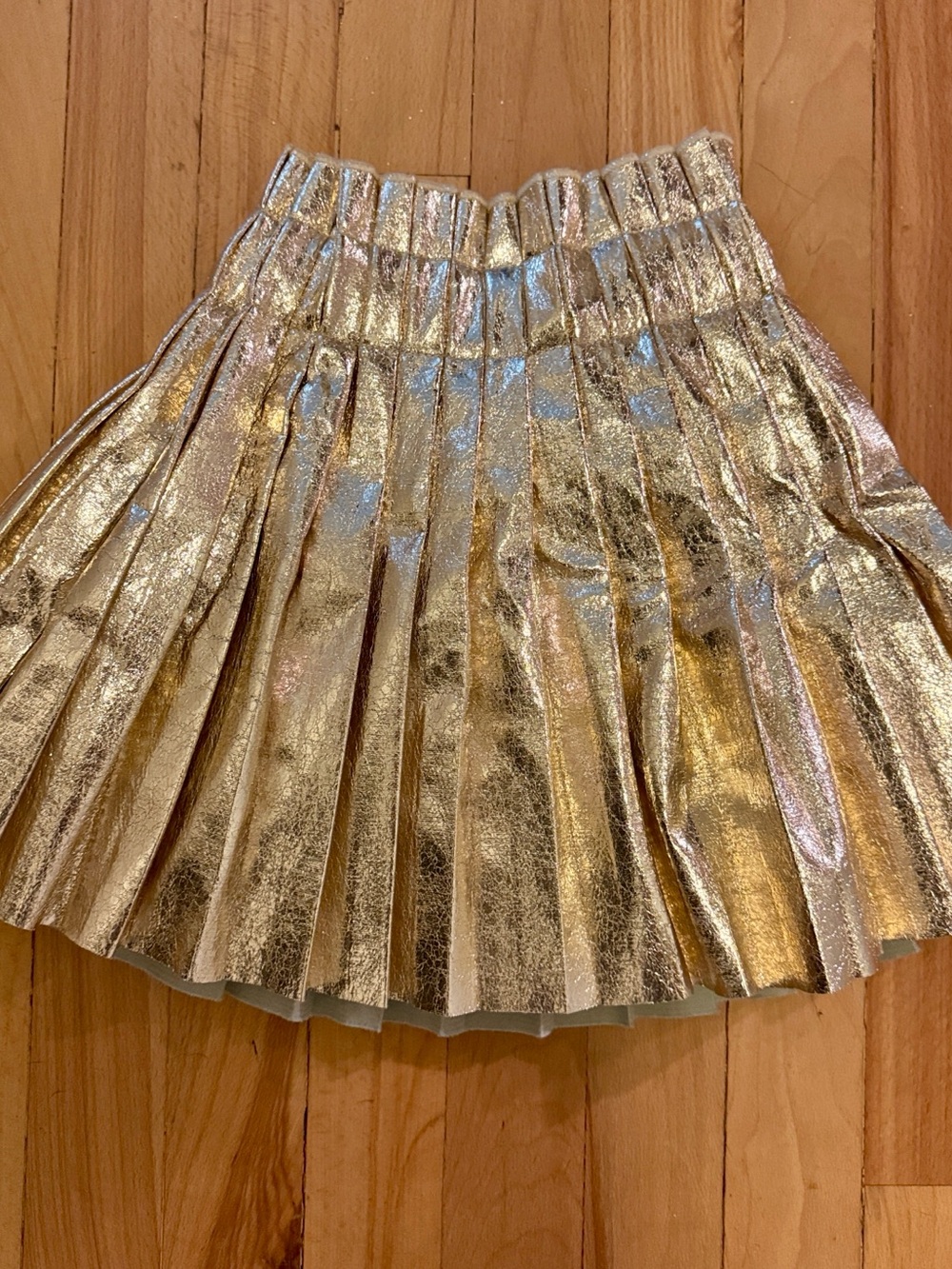 Lola + The Boys Metallic Gold Pleated Skater Skirt